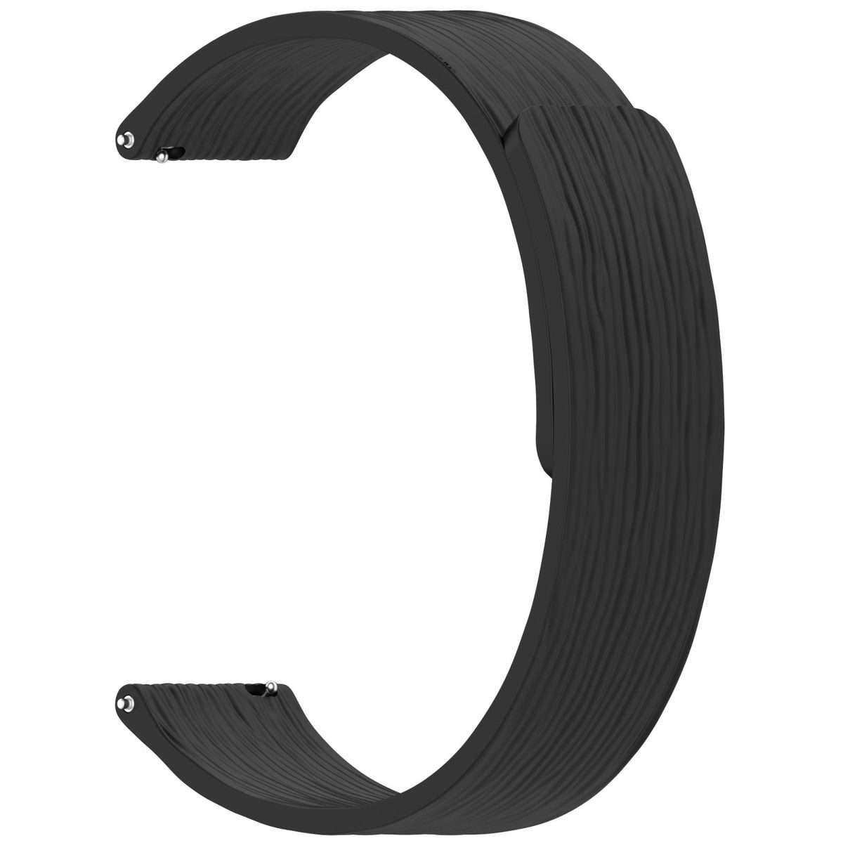 18mm Striped Soft Magnetic Silicone Watch Band(Black)