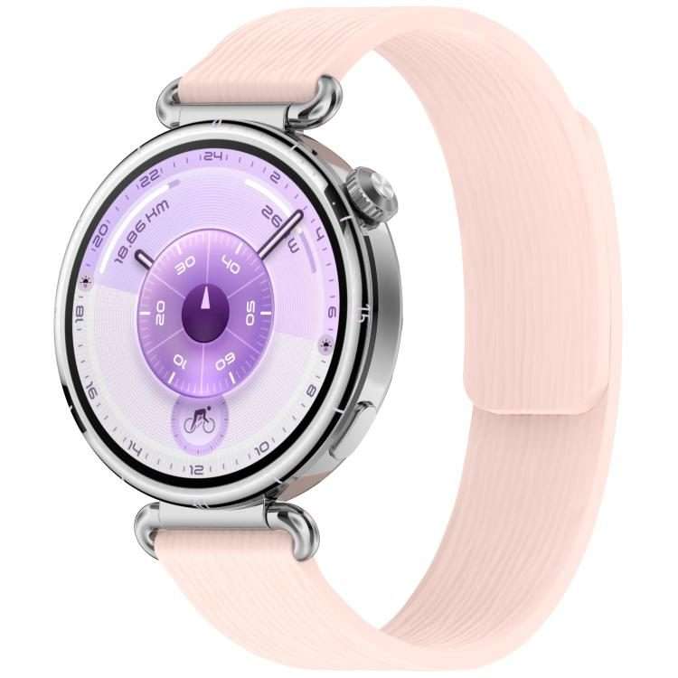 18mm Striped Soft Magnetic Silicone Watch Band(Pink)