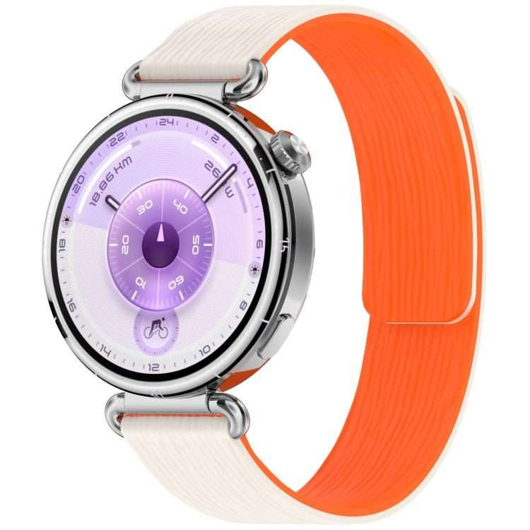 18mm Striped Soft Magnetic Silicone Watch Band(Starlight Orange)