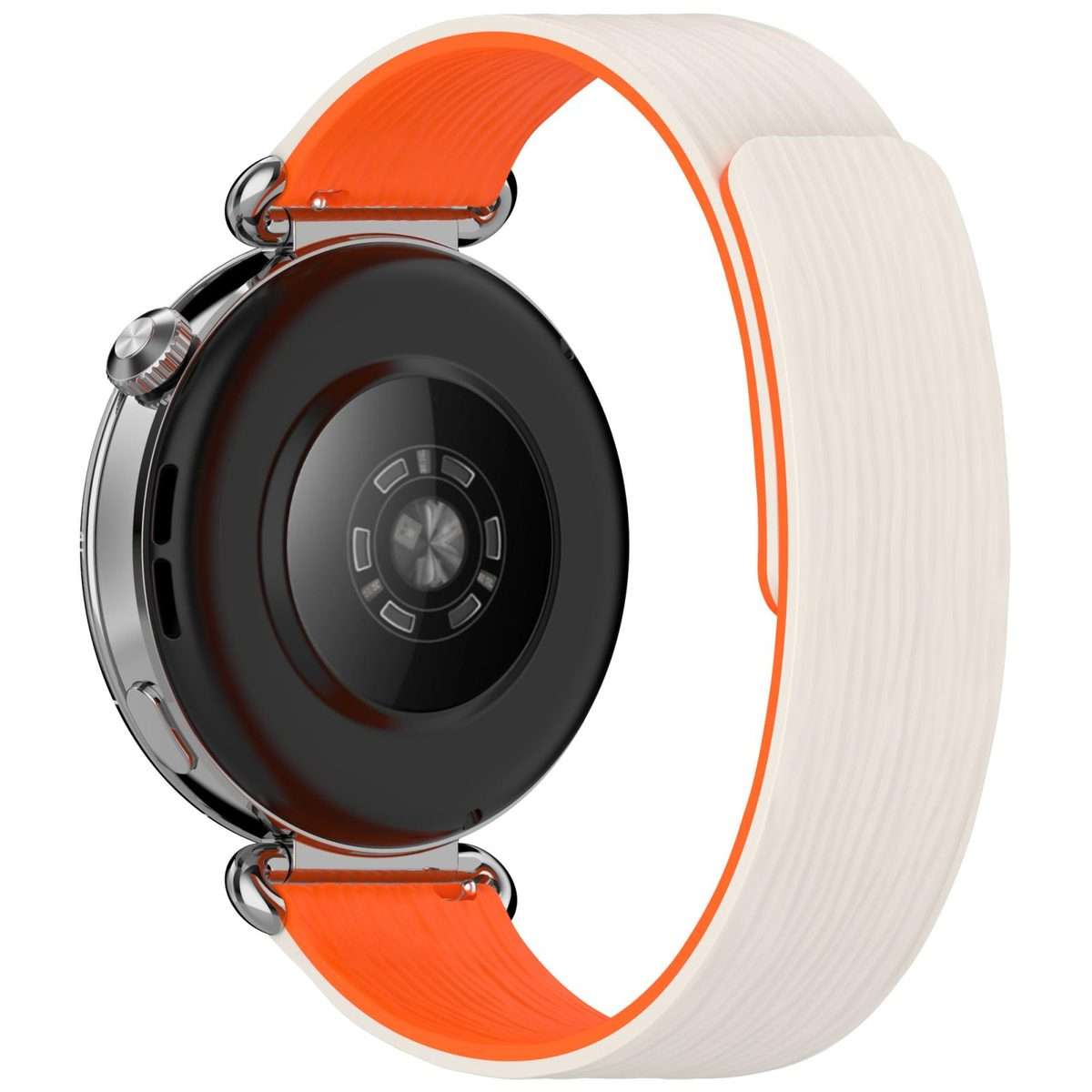 18mm Striped Soft Magnetic Silicone Watch Band(Starlight Orange)