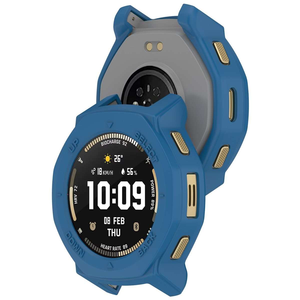 For Amazfit T-Rex 3 Pro 44mm Armor Hollow TPU Half Coverage Watch Protective Cover(Blue)