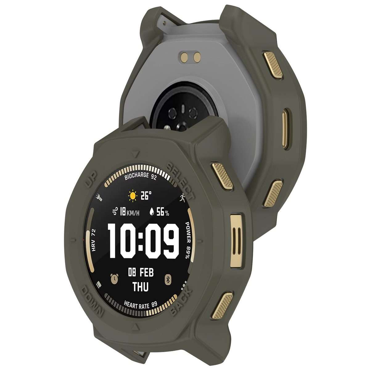 For Amazfit T-Rex 3 Pro 44mm Armor Hollow TPU Half Coverage Watch Protective Cover(Green)