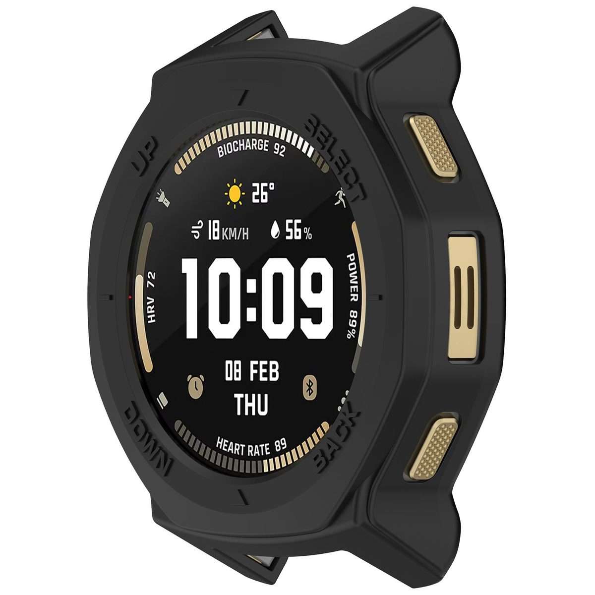 For Amazfit T-Rex 3 Pro 44mm Armor Hollow TPU Half Coverage Watch Protective Cover(Black)