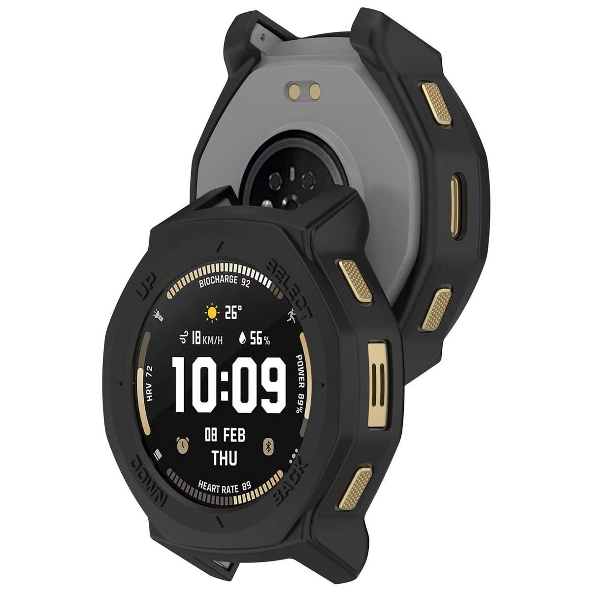 For Amazfit T-Rex 3 Pro 44mm Armor Hollow TPU Half Coverage Watch Protective Cover(Black)