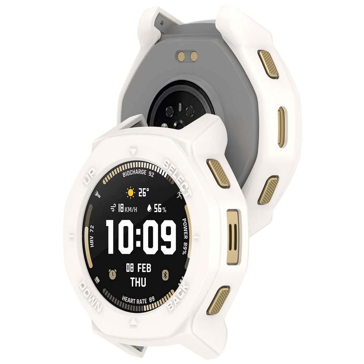 For Amazfit T-Rex 3 Pro 44mm Armor Hollow TPU Half Coverage Watch Protective Cover(White)
