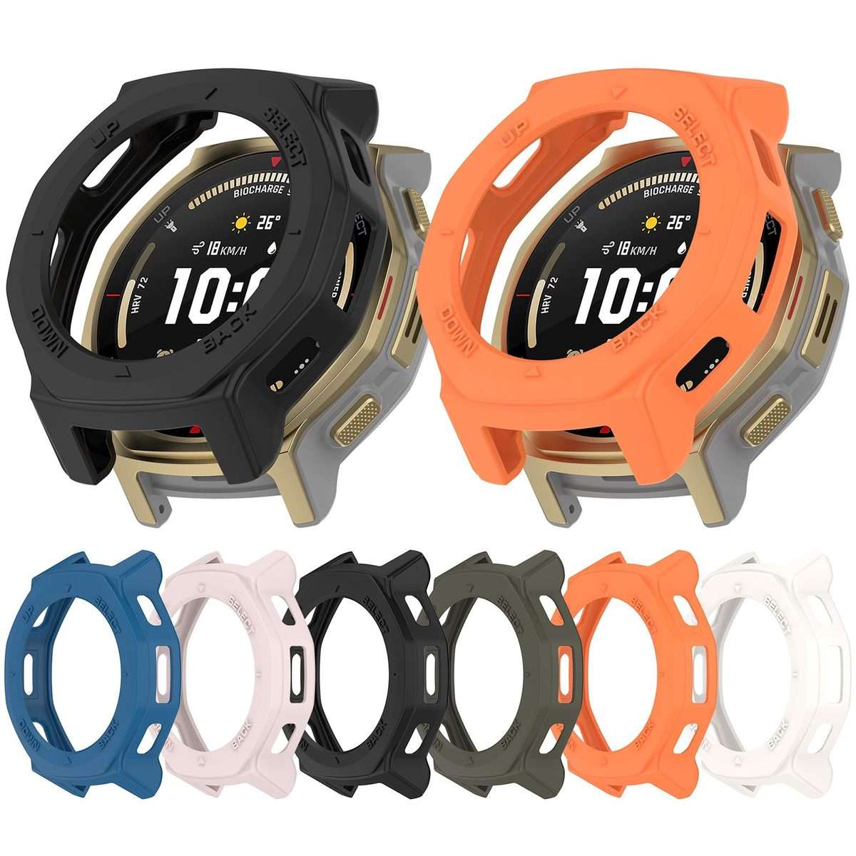 For Amazfit T-Rex 3 Pro 44mm Armor Hollow TPU Half Coverage Watch Protective Cover(White)