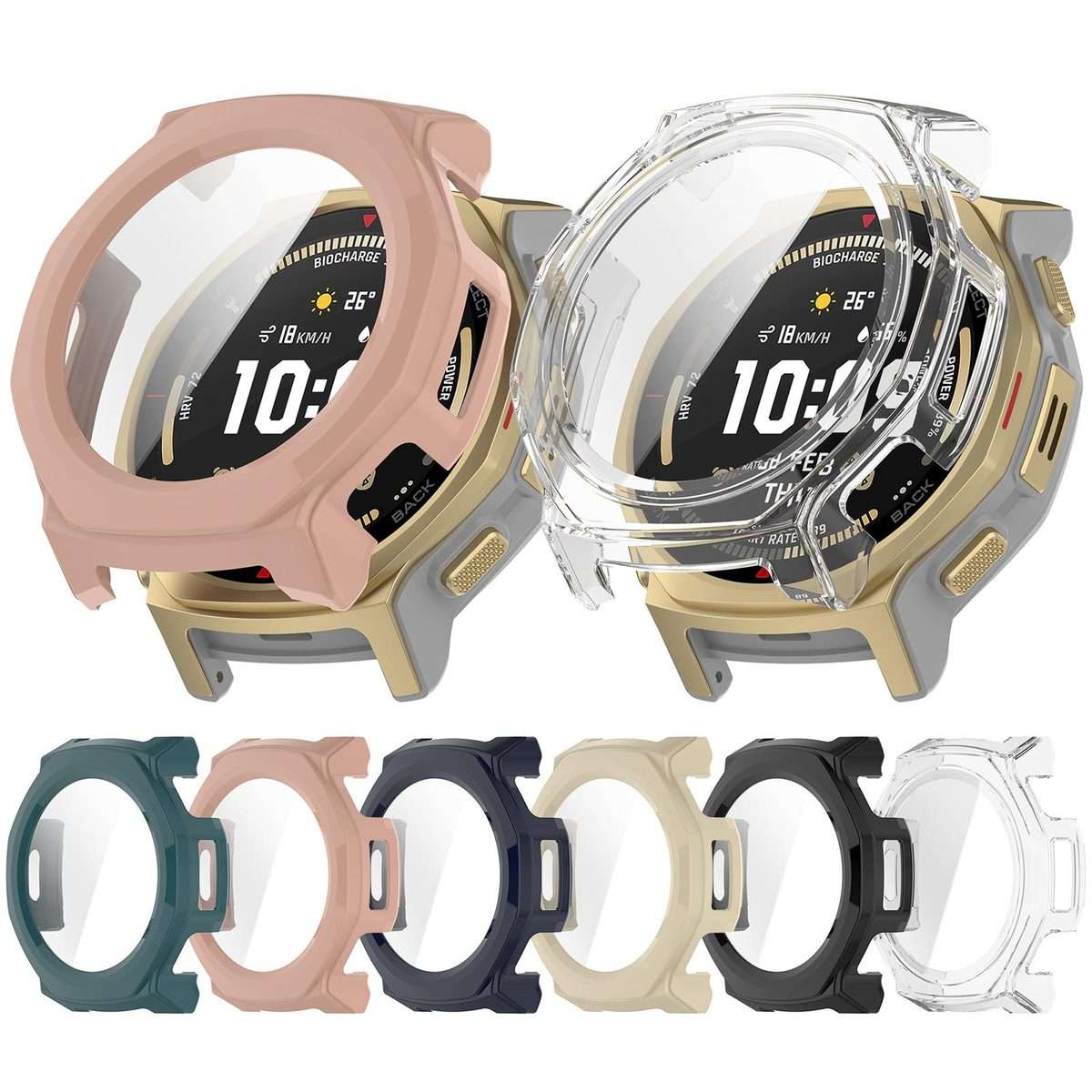 For Amazfit T-Rex 3 Pro 44mm Tempered Film Integrated PC Watch Protective Cover(White)