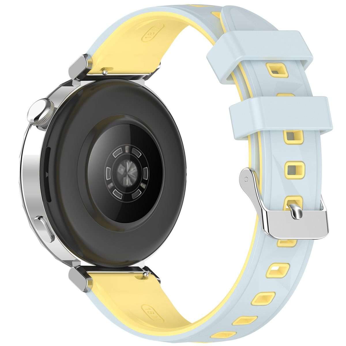 18mm Ice Crystal Texture Two Color Silicone Watch Band(Blue Yellow)