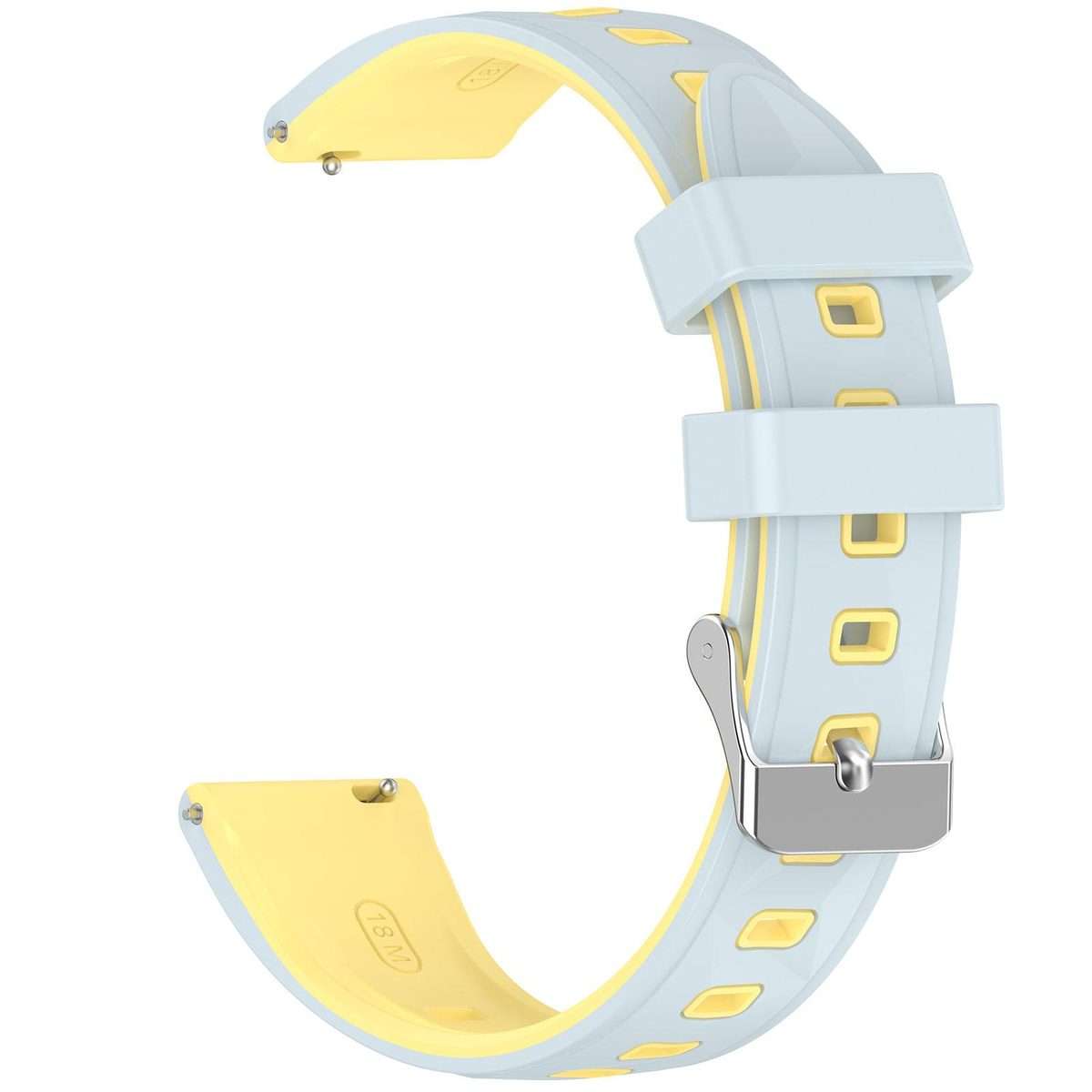 18mm Ice Crystal Texture Two Color Silicone Watch Band(Blue Yellow)