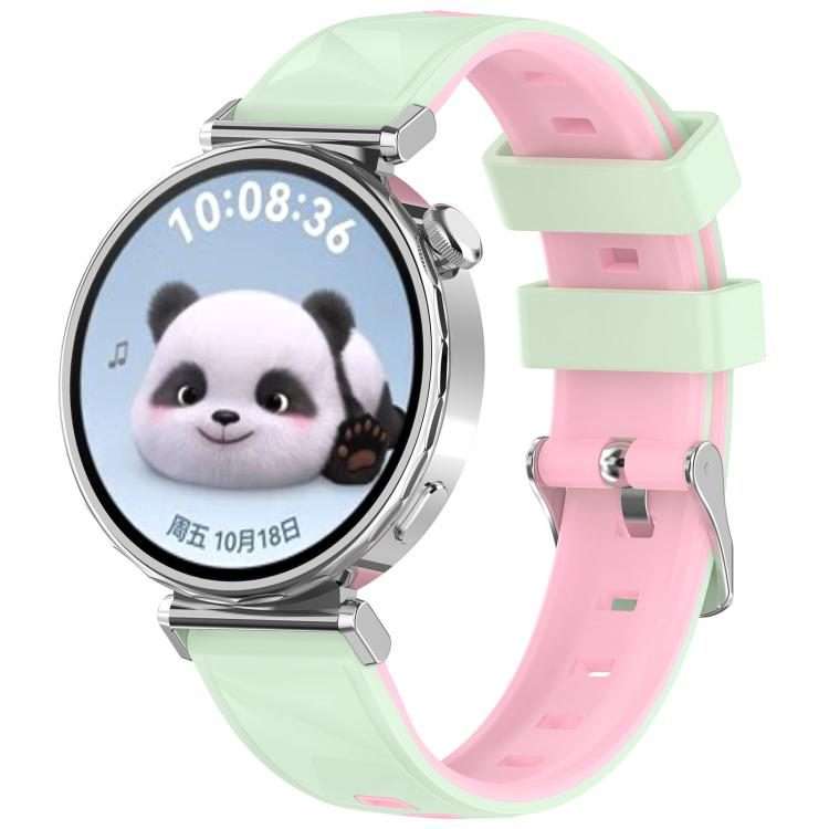 18mm Ice Crystal Texture Two Color Silicone Watch Band(Pink Green)