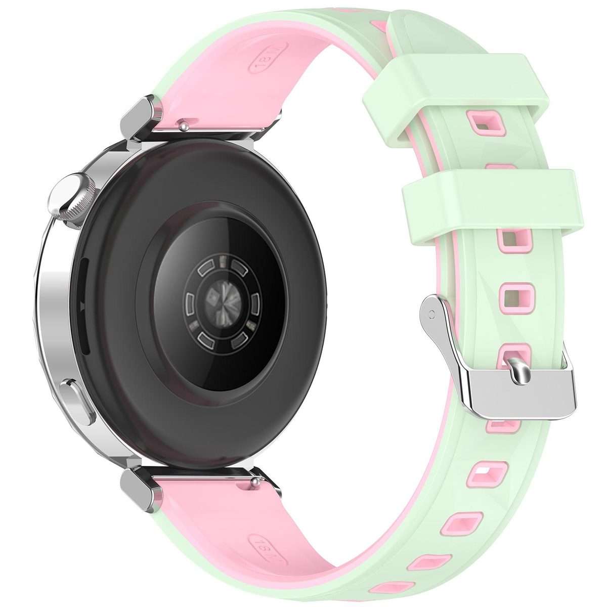 18mm Ice Crystal Texture Two Color Silicone Watch Band(Pink Green)