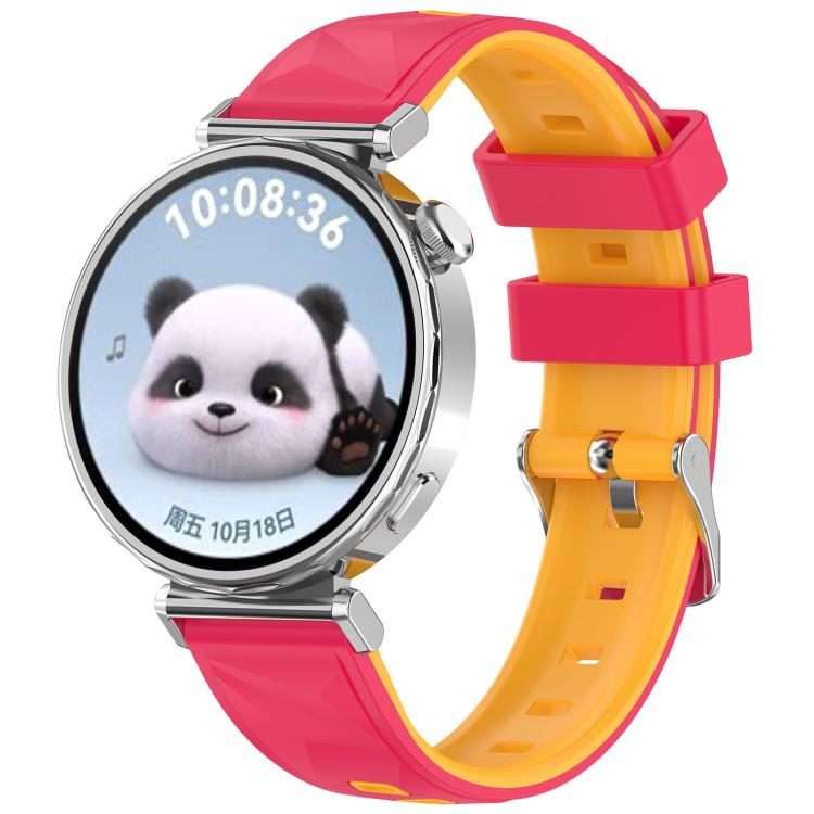 18mm Ice Crystal Texture Two Color Silicone Watch Band(Red Orange)