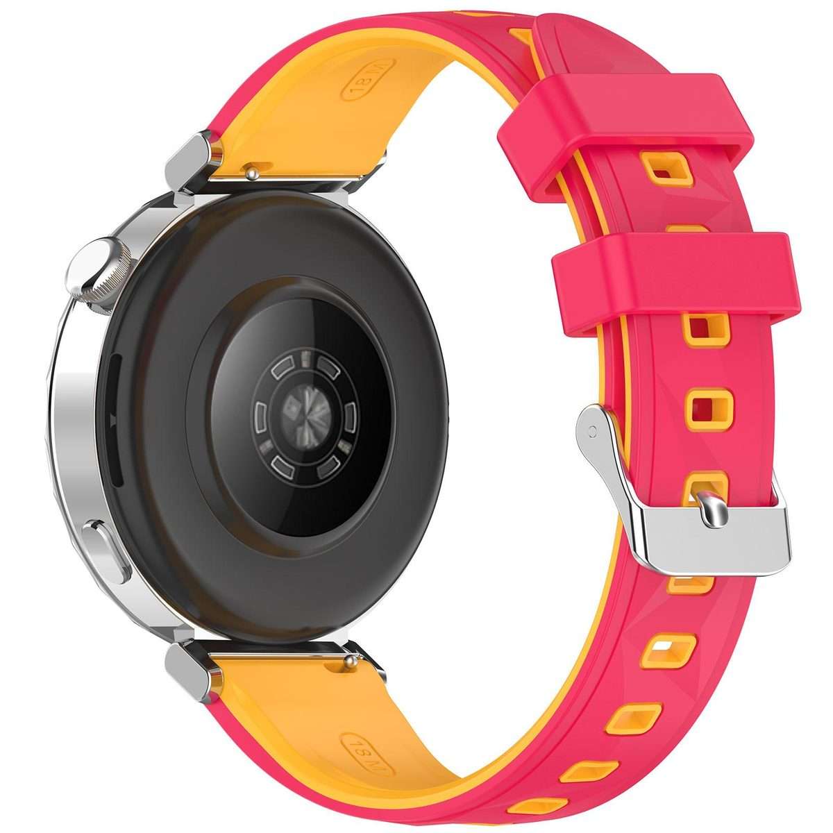 18mm Ice Crystal Texture Two Color Silicone Watch Band(Red Orange)