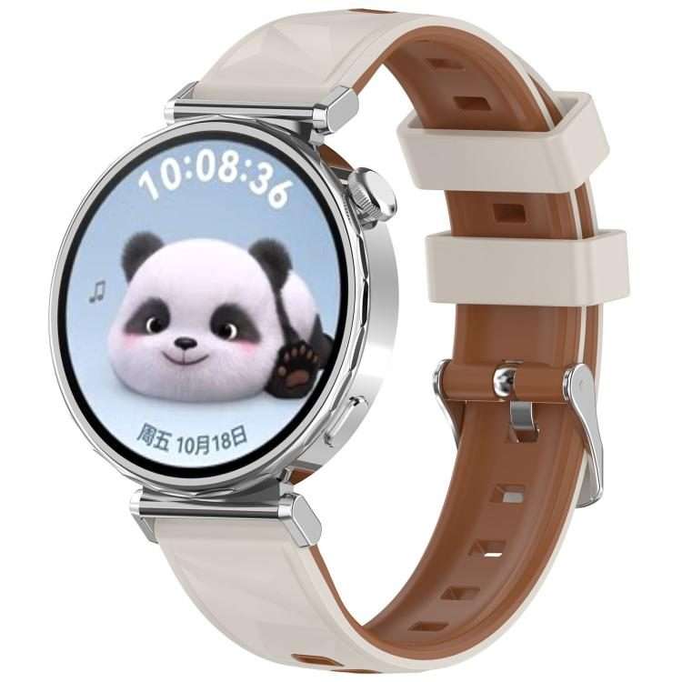 18mm Ice Crystal Texture Two Color Silicone Watch Band(Starlight Brown)