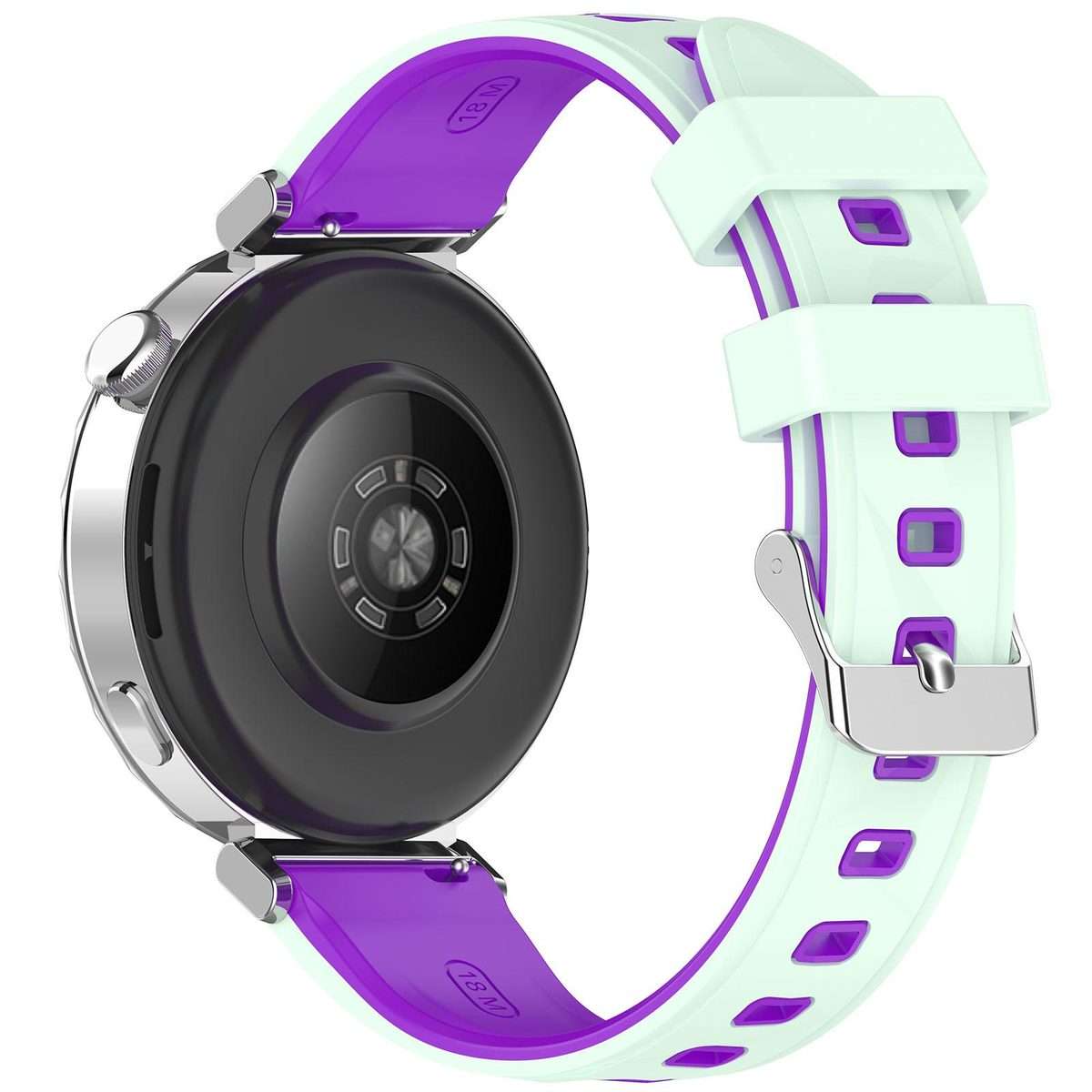 18mm Ice Crystal Texture Two Color Silicone Watch Band(Purple Green)
