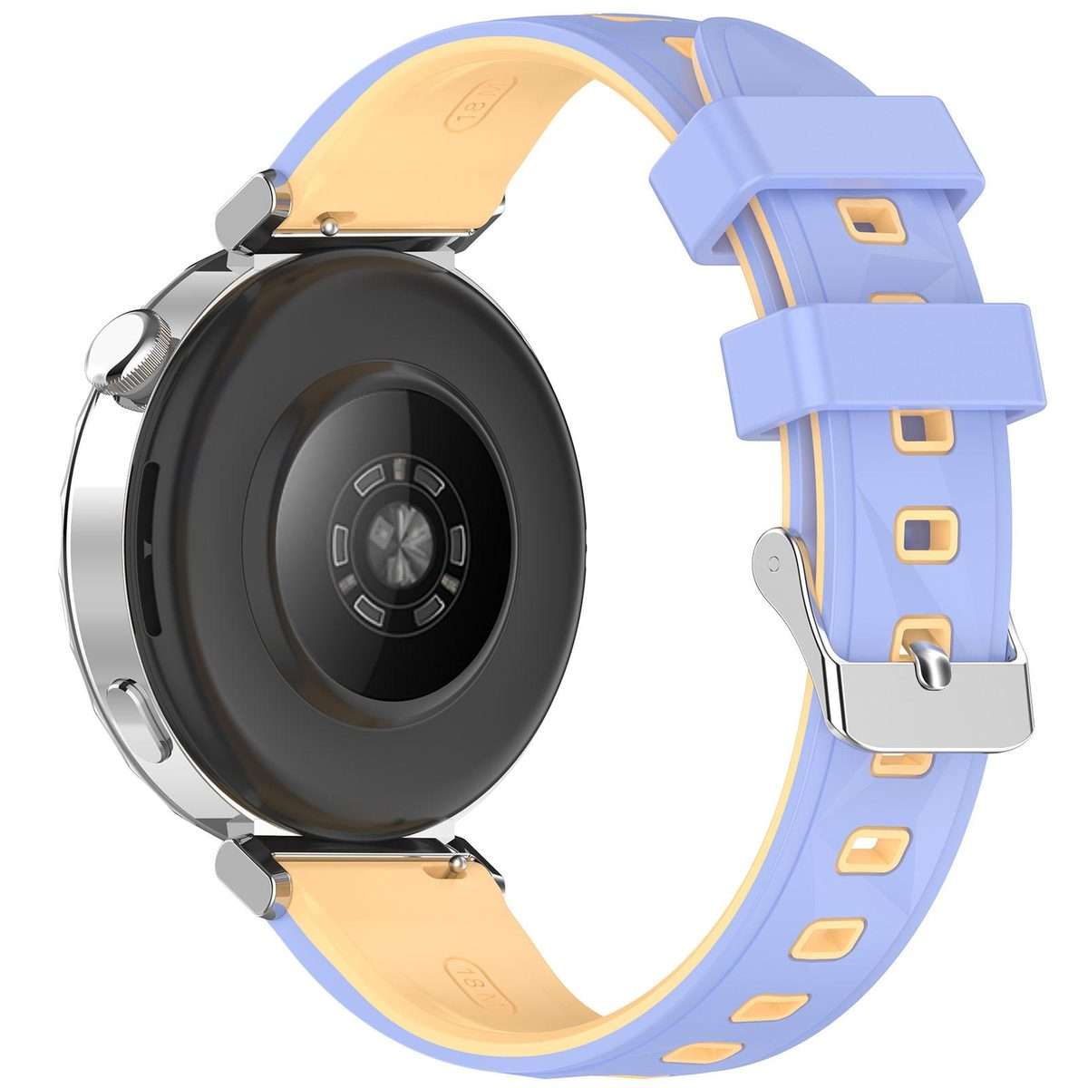 18mm Ice Crystal Texture Two Color Silicone Watch Band(Purple Yellow)