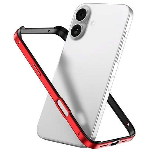 For iPhone 16 Plus Metal Hybrid Silicone Four-Corner Shockproof Cooling Ph ... (Black vinyl + Red)
