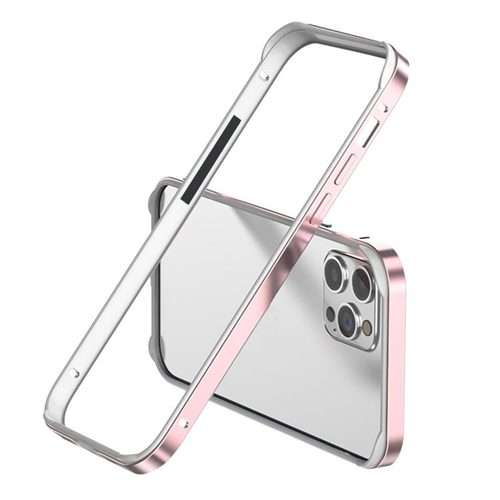 For iPhone 15 Pro Max Metal Hybrid Silicone Four-Corner Shockproof C ... (White vinyl + Rose Pink)
