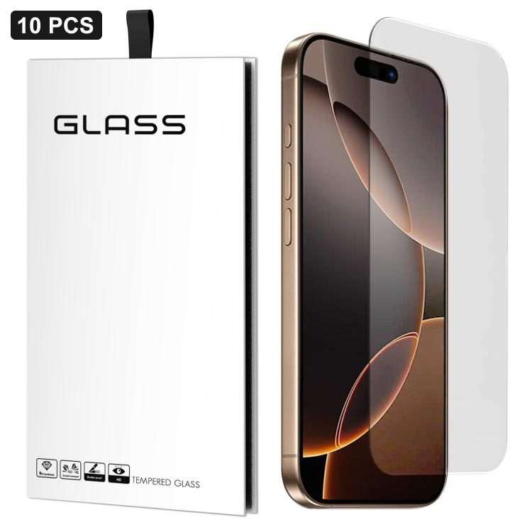 For iPhone 16 Pro Max 10pcs 3D Large Arc Half-Screen No White Border High-Aluminum Thick Adhesive