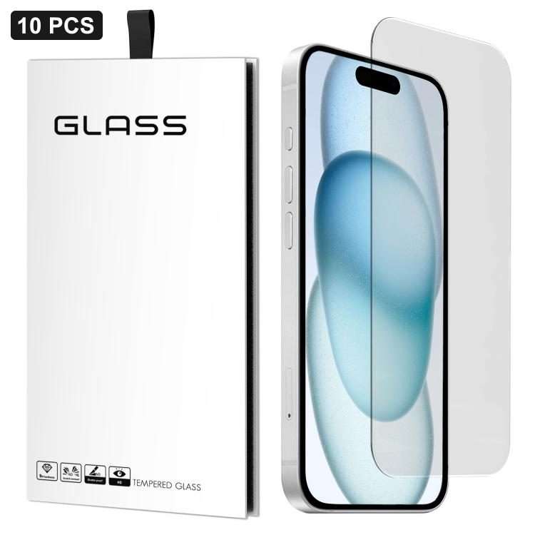 For iPhone 15 10pcs 3D Large Arc Half-Screen No White Border High-Aluminum Thick Adhesive HD Tempe