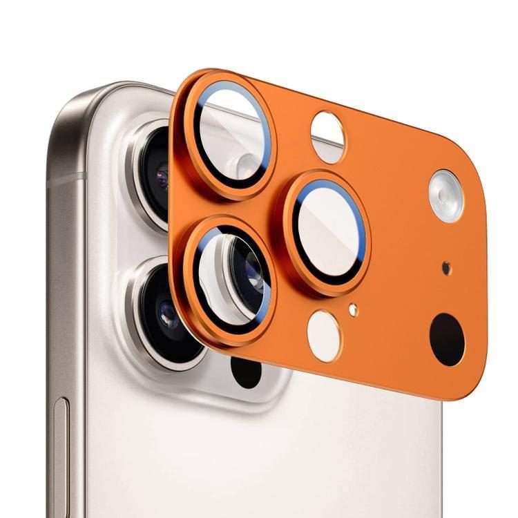 For iPhone 15 Pro Max Kalebol Instant 17 Pro Max Full Coverage Metal Lens Film Protector(Orange)