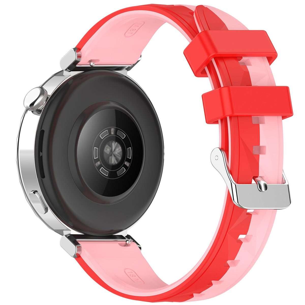 18mm Ice Crystal Texture Left and Right Spliced Two Color Silicone Watch Band(Pink Red)