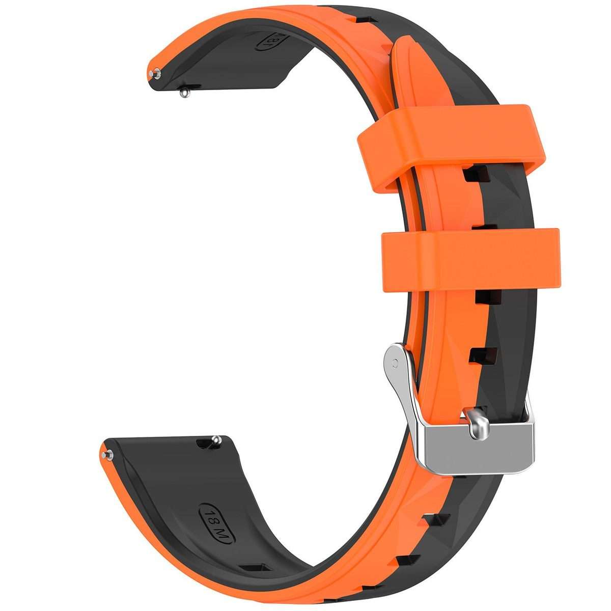 18mm Ice Crystal Texture Left and Right Spliced Two Color Silicone Watch Band(Black Orange)