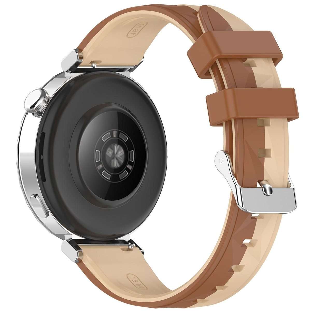 18mm Ice Crystal Texture Left and Right Spliced Two Color Silicone Watch Band(Walnut Brown)