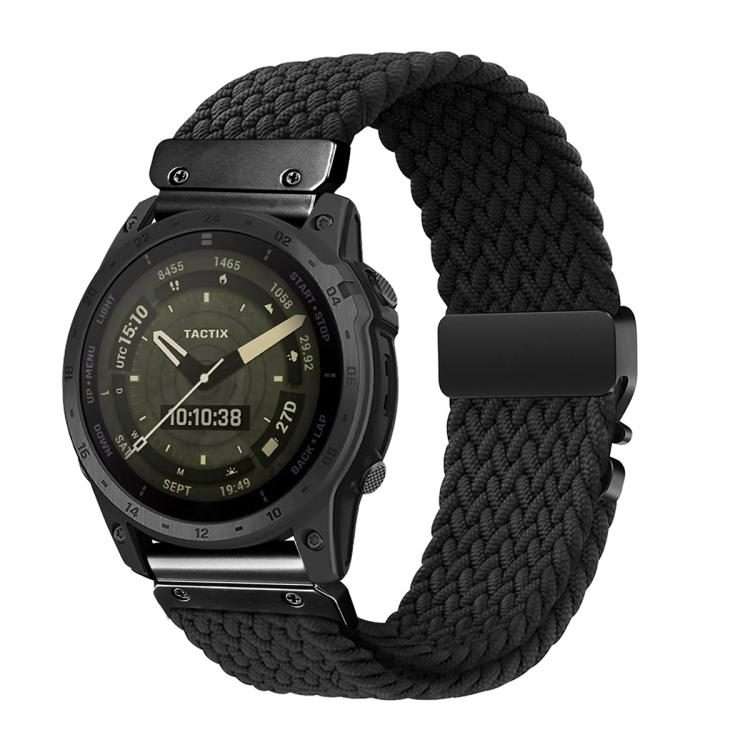 For Gamin 22mm Quick Release Parachute Buckle Woven Nylon Watch Band(Black)