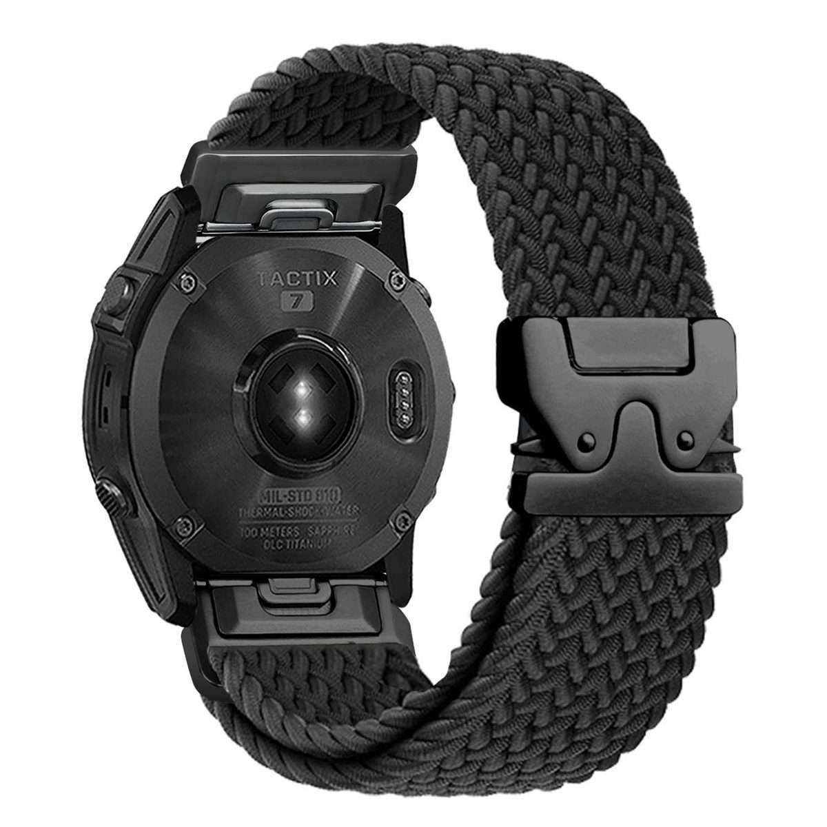 For Gamin 22mm Quick Release Parachute Buckle Woven Nylon Watch Band(Black)