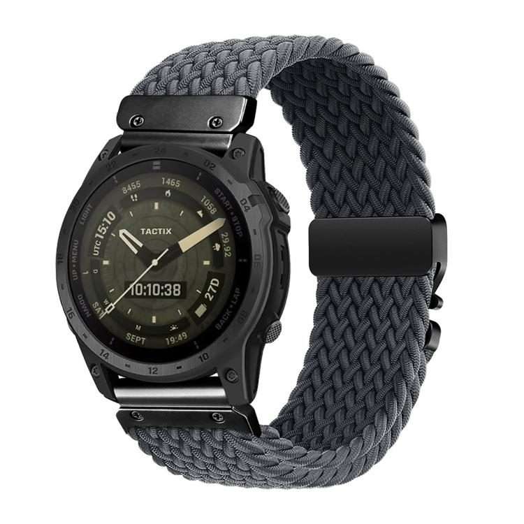 For Gamin 22mm Quick Release Parachute Buckle Woven Nylon Watch Band(Dark Grey)
