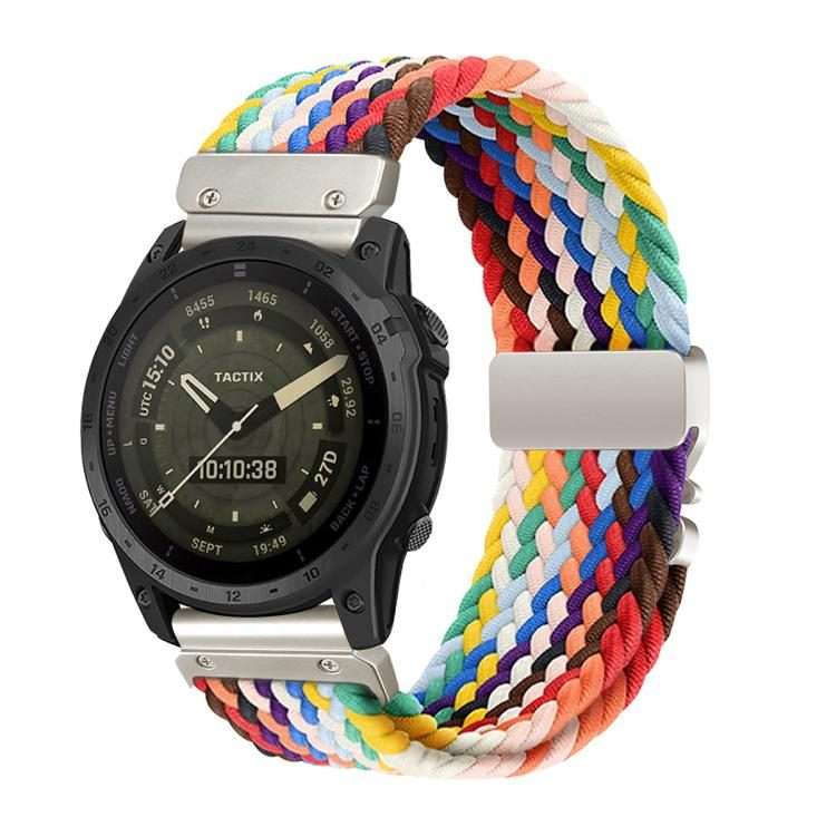 For Gamin 22mm Quick Release Parachute Buckle Woven Nylon Watch Band(Rainbow)
