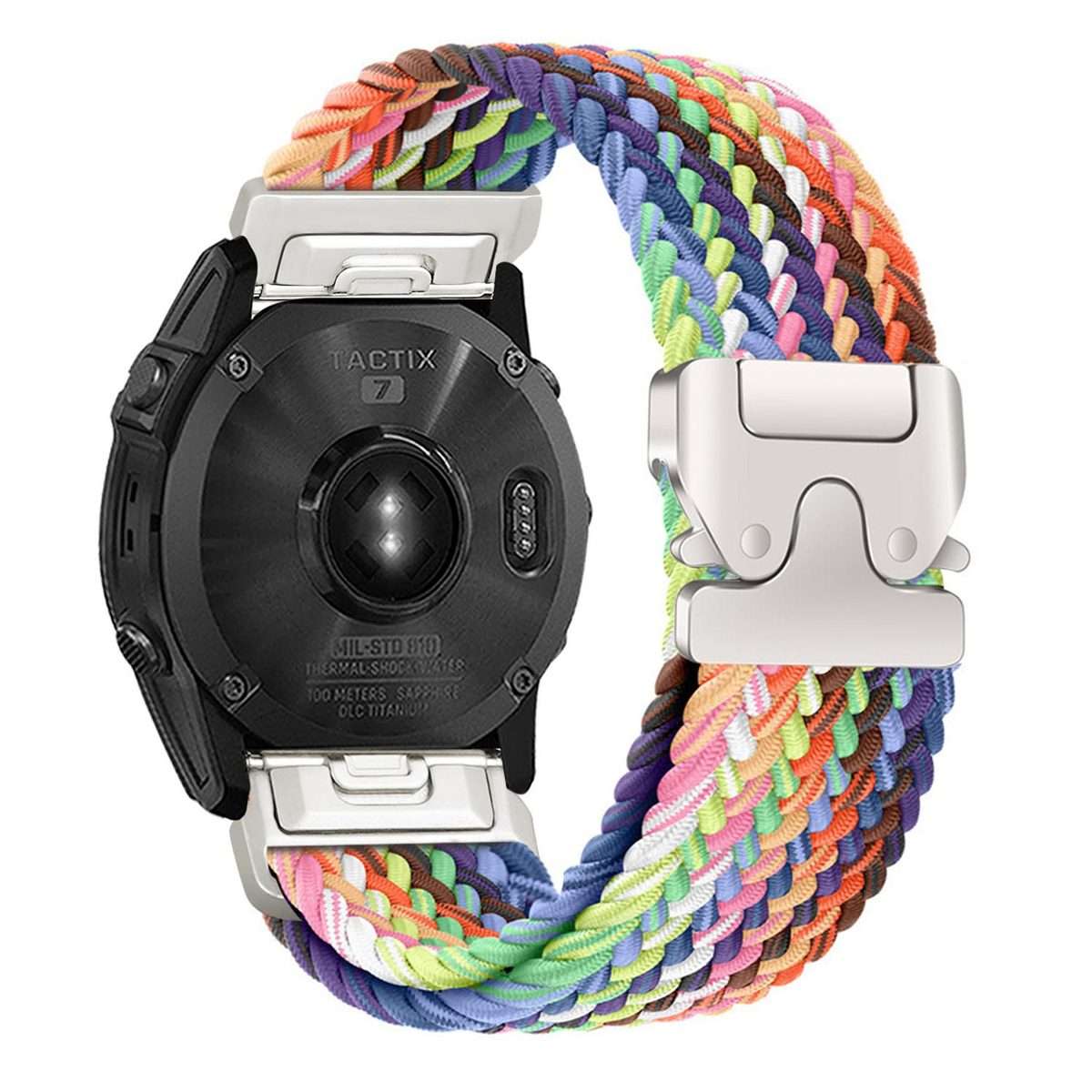For Gamin 22mm Quick Release Parachute Buckle Woven Nylon Watch Band(Rainbow)