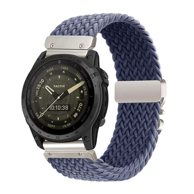 For Gamin 22mm Quick Release Parachute Buckle Woven Nylon Watch Band(Blue Grey)