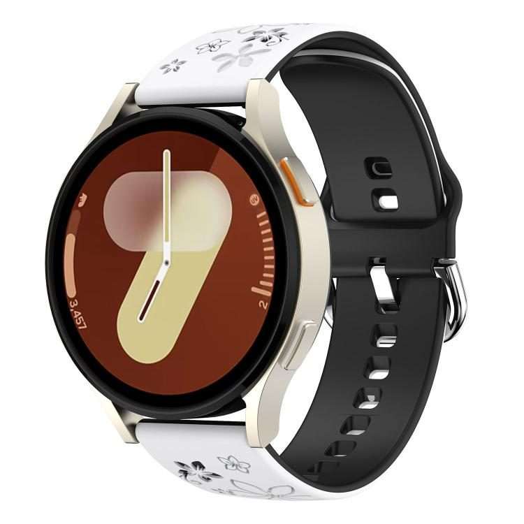 18mm Dual Color Engraved Silicone Watch Band(Black White)