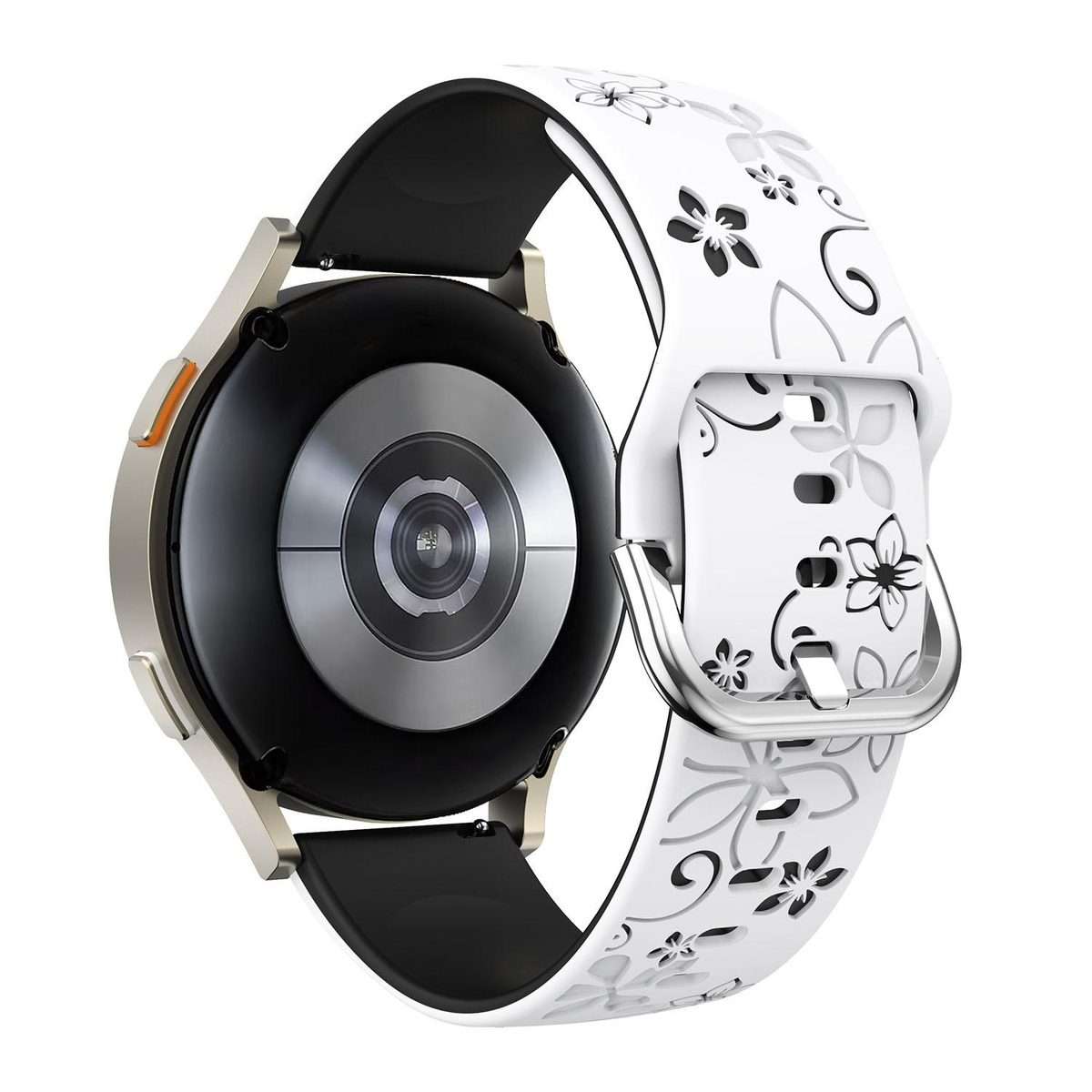 18mm Dual Color Engraved Silicone Watch Band(Black White)