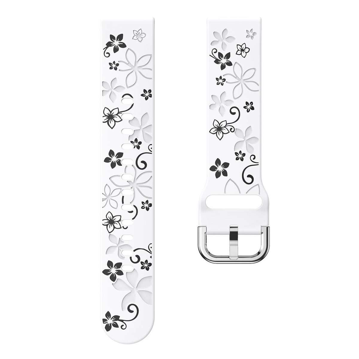18mm Dual Color Engraved Silicone Watch Band(Black White)