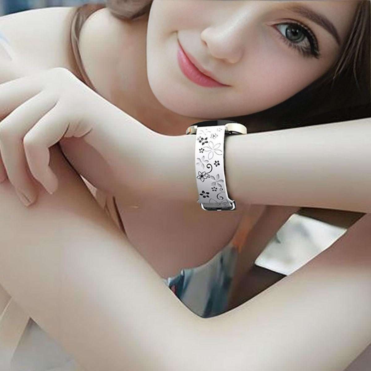 18mm Dual Color Engraved Silicone Watch Band(Black White)