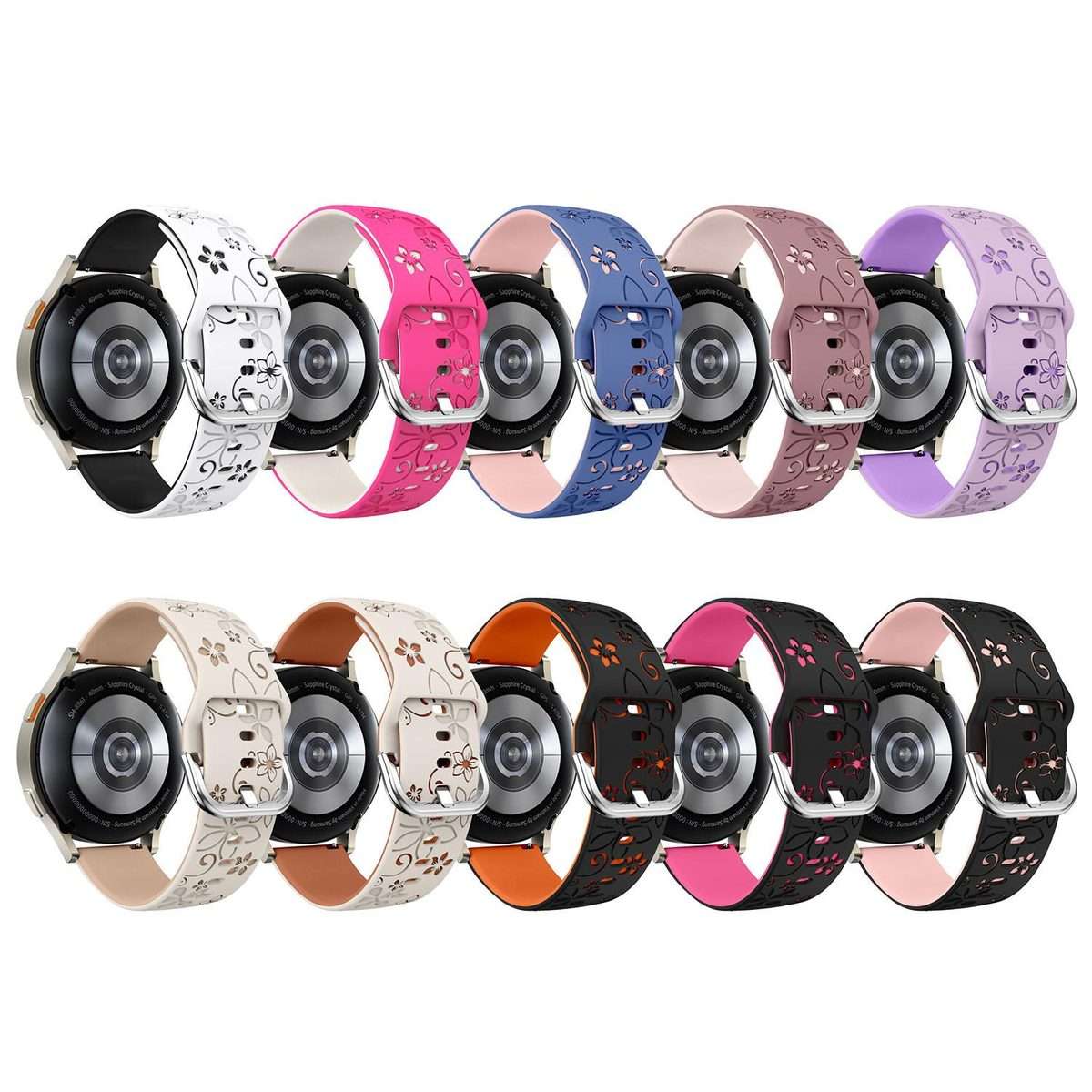 18mm Dual Color Engraved Silicone Watch Band(Black White)