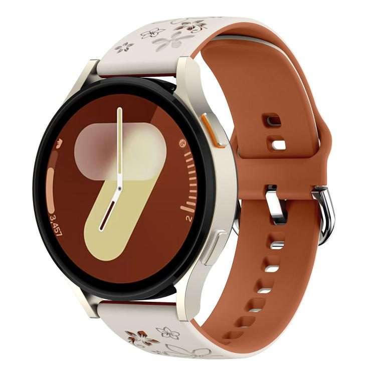 18mm Dual Color Engraved Silicone Watch Band(Starlight Brown)
