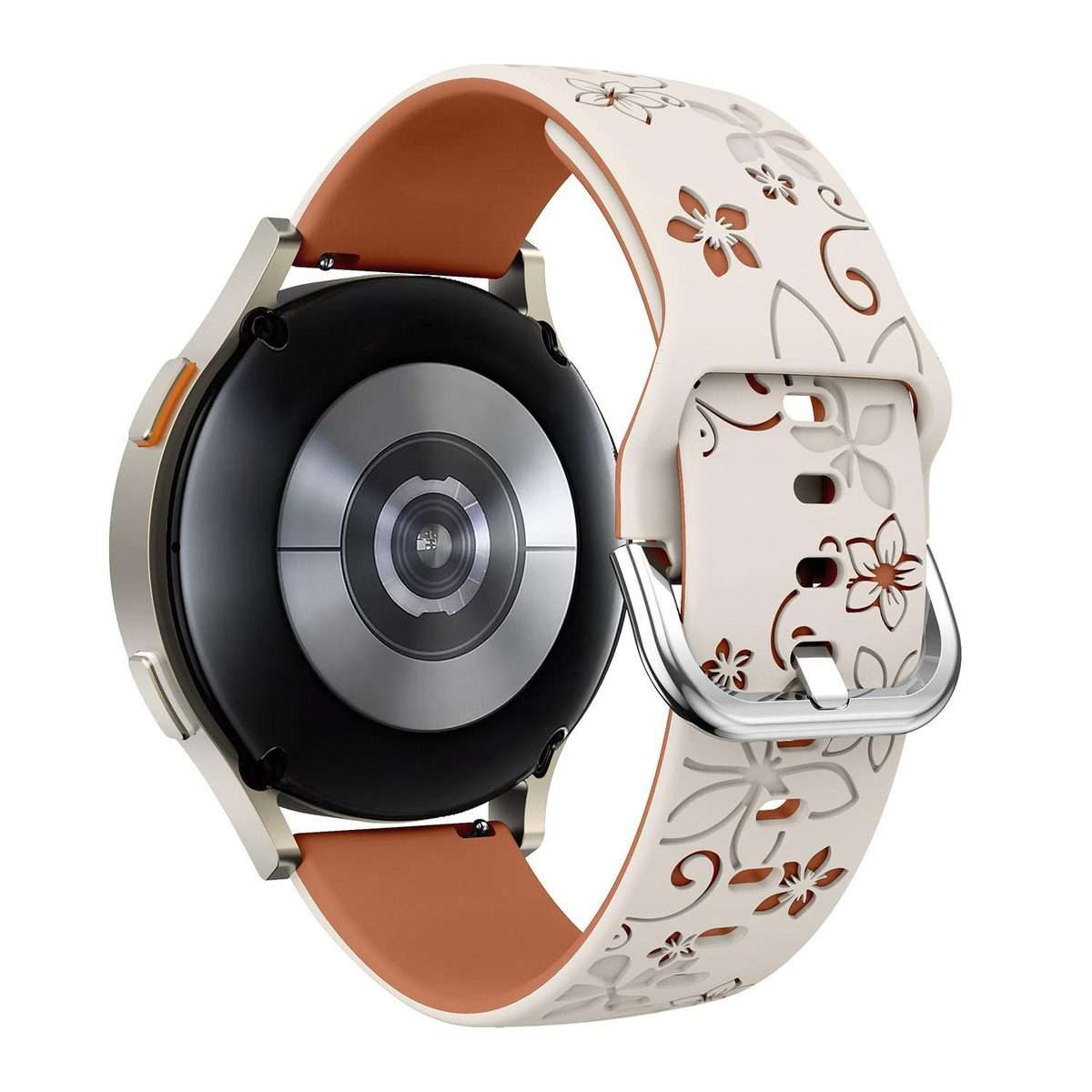 18mm Dual Color Engraved Silicone Watch Band(Starlight Brown)