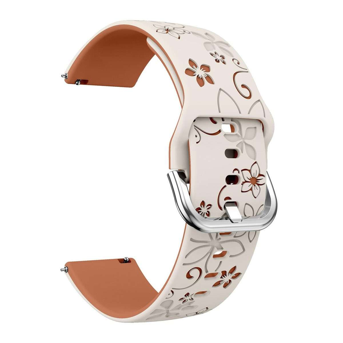 18mm Dual Color Engraved Silicone Watch Band(Starlight Brown)