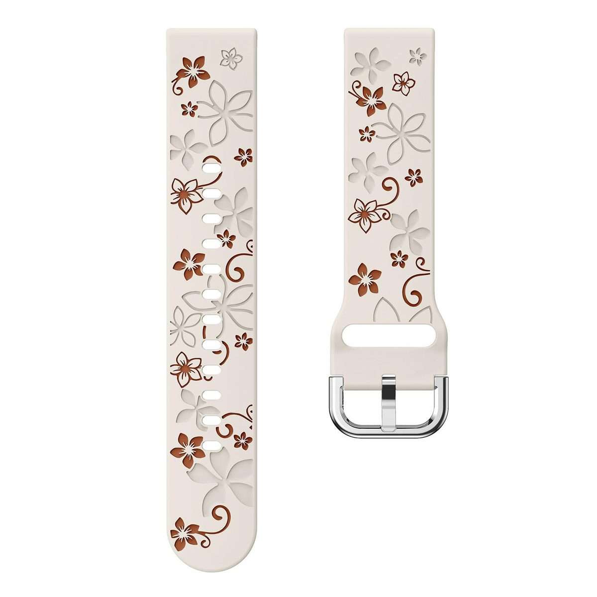 18mm Dual Color Engraved Silicone Watch Band(Starlight Brown)