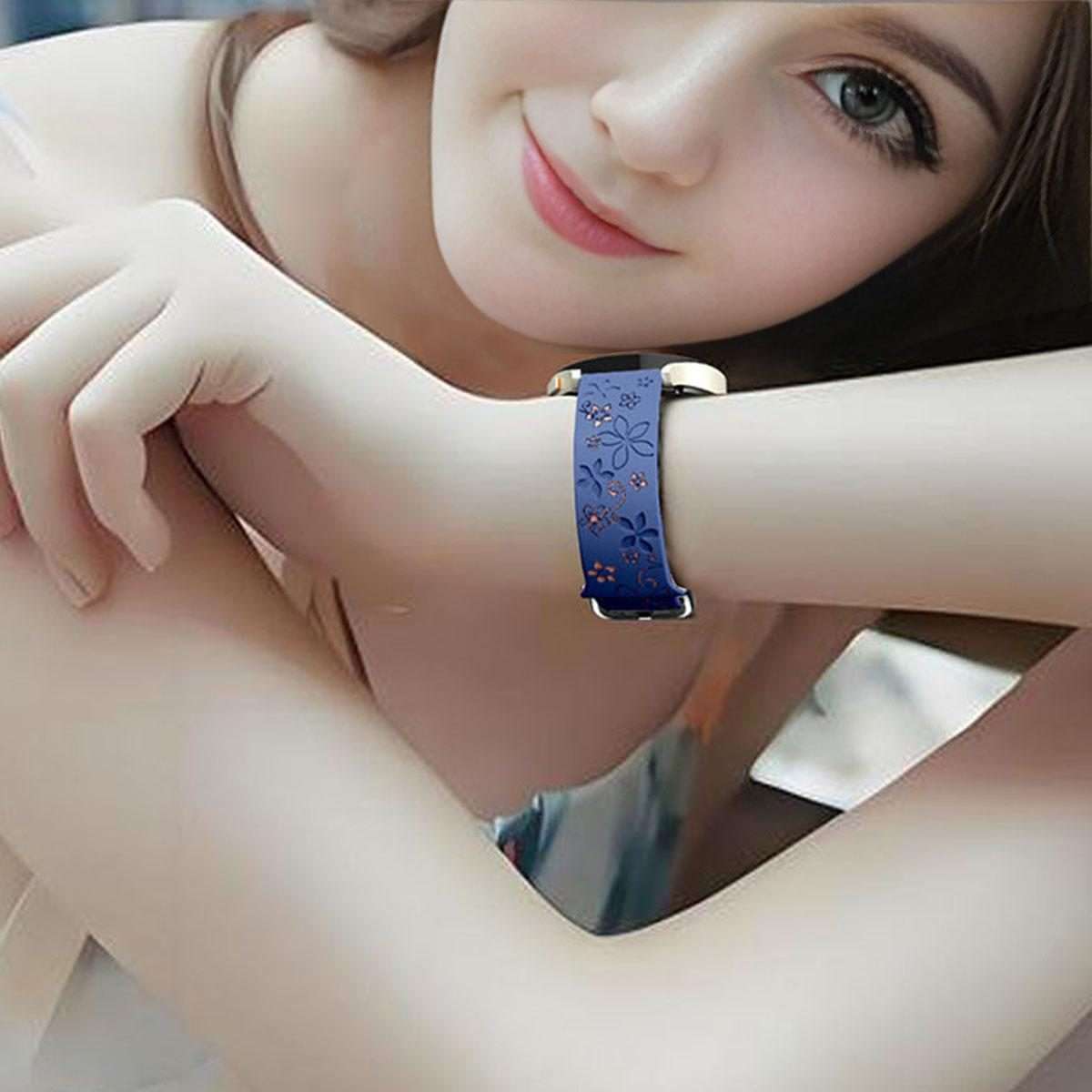 18mm Dual Color Engraved Silicone Watch Band(Blue Light Pink)