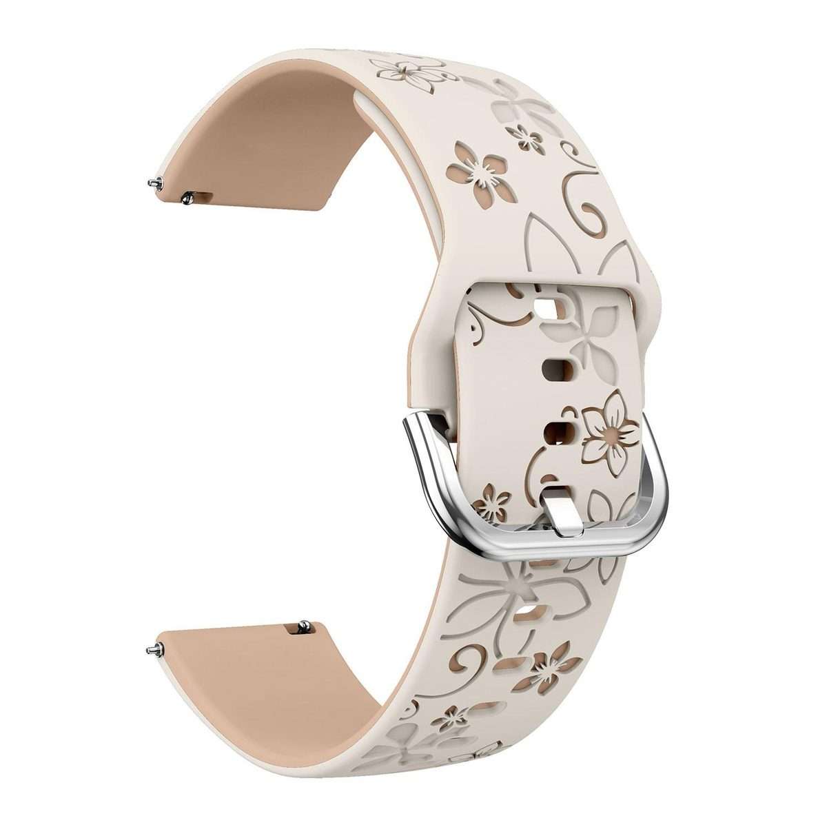 18mm Dual Color Engraved Silicone Watch Band(Starlight Milk Tea)