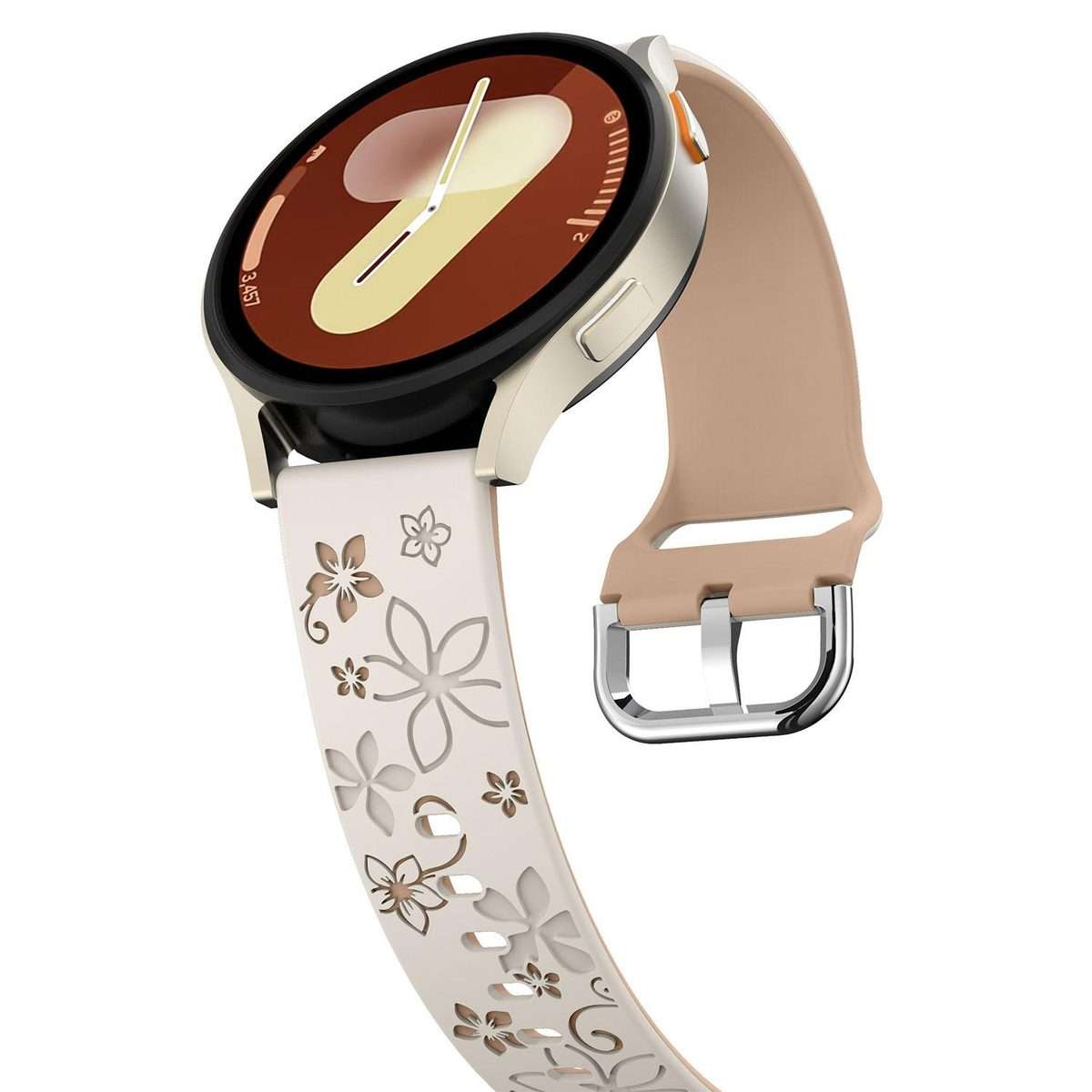 18mm Dual Color Engraved Silicone Watch Band(Starlight Milk Tea)