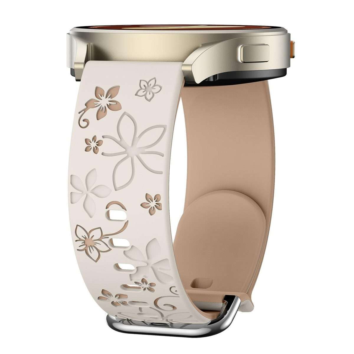 18mm Dual Color Engraved Silicone Watch Band(Starlight Milk Tea)