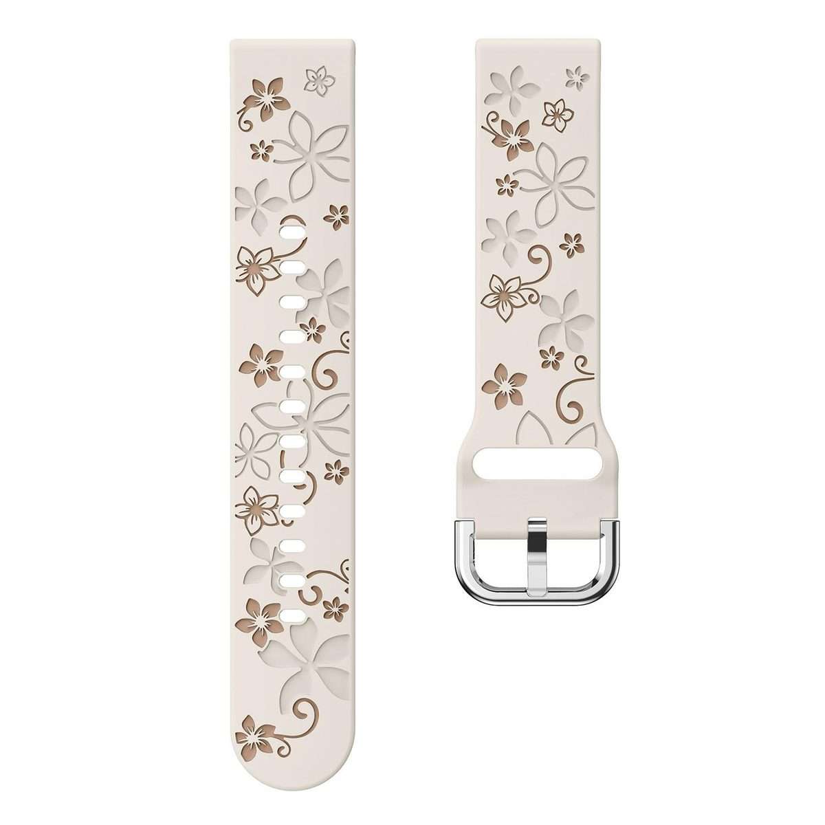 18mm Dual Color Engraved Silicone Watch Band(Starlight Milk Tea)