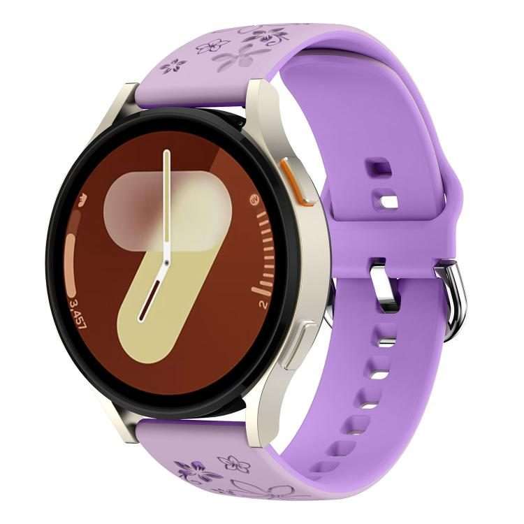 18mm Dual Color Engraved Silicone Watch Band(Lavender Purple)