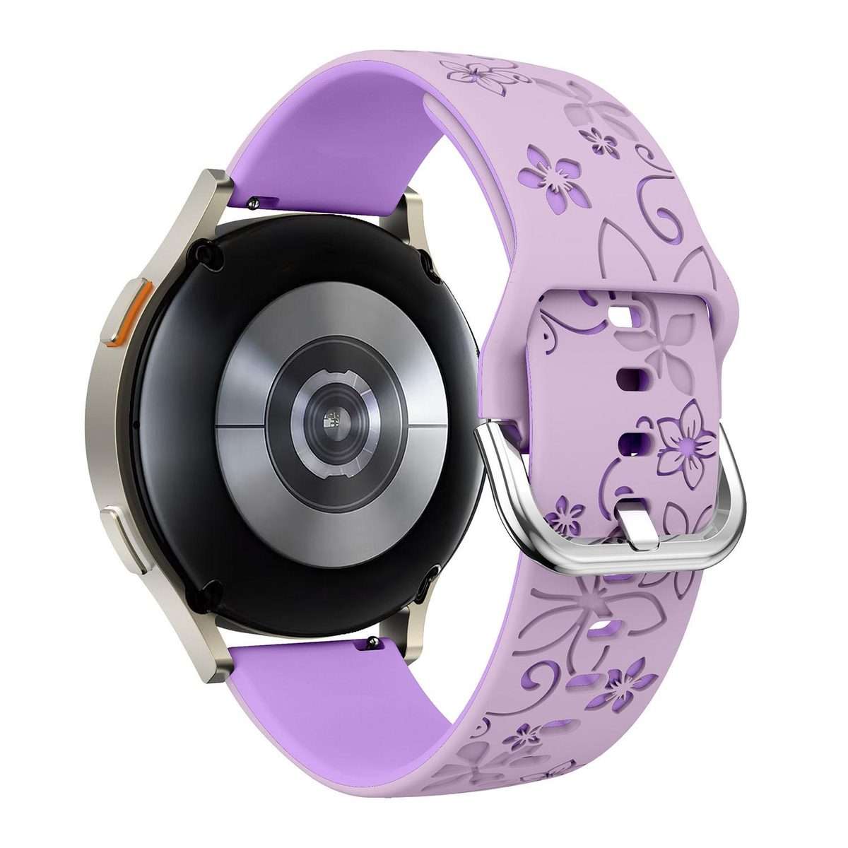 18mm Dual Color Engraved Silicone Watch Band(Lavender Purple)